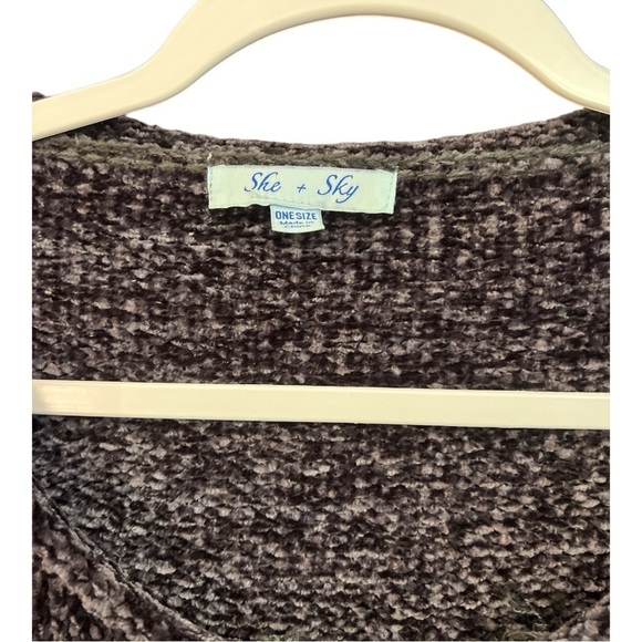 She and Sky Chenille Dark Grey Oversized Sweater BU1 - Picture 2 of 3